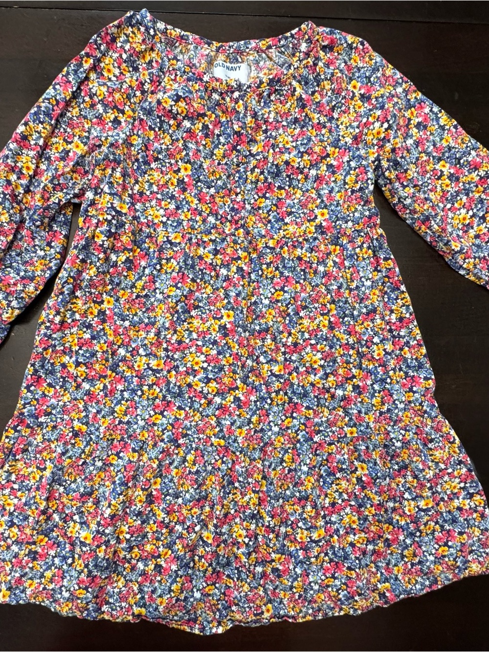 Old Navy Multicolor Floral Long-Sleeve Dress Girls Size 8 - Picture 4 of 11